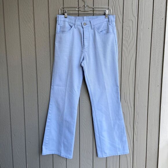 70's Levi's High Waisted Lt Blue Flared Black Tab Trouser Pants UNISEX - 32" wai - Picture 1 of 14